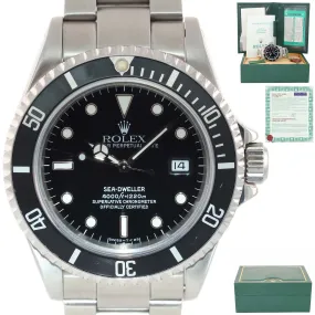 1997 PAPERS Rolex Sea-Dweller Steel Date 16600 40mm Date Black Diver Watch