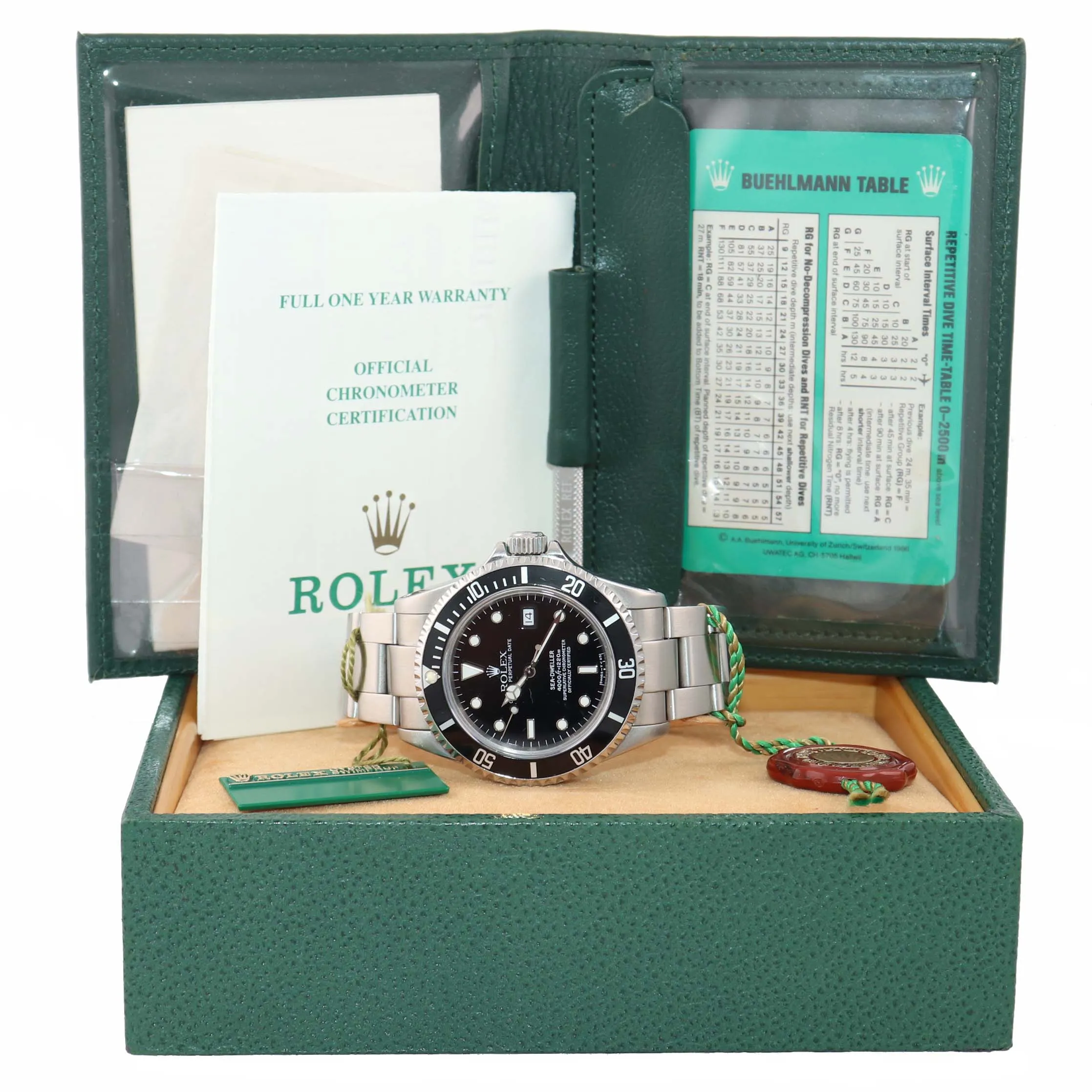 1997 PAPERS Rolex Sea-Dweller Steel Date 16600 40mm Date Black Diver Watch