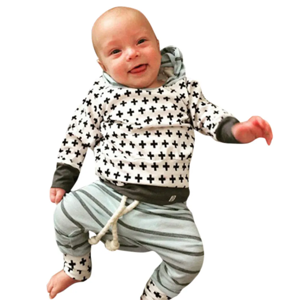 2 Piece Baby Boy Hooded Shirt and Pants Set