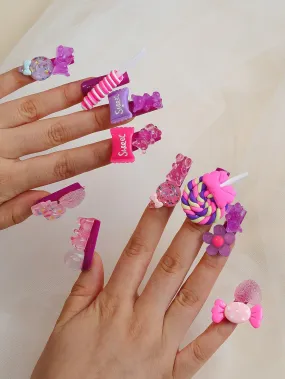 24pcs 3D Candy Nail Art Press on Nails