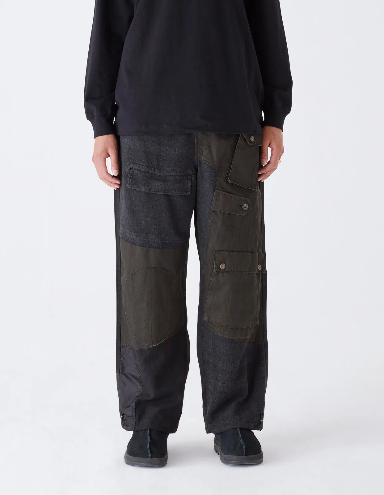 4277 Upcycled M65 Loose Cargo Pants Black O/D