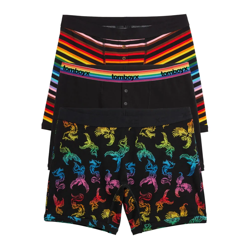 6" Boxer Briefs 3-Pack - Rainbow Phoenix