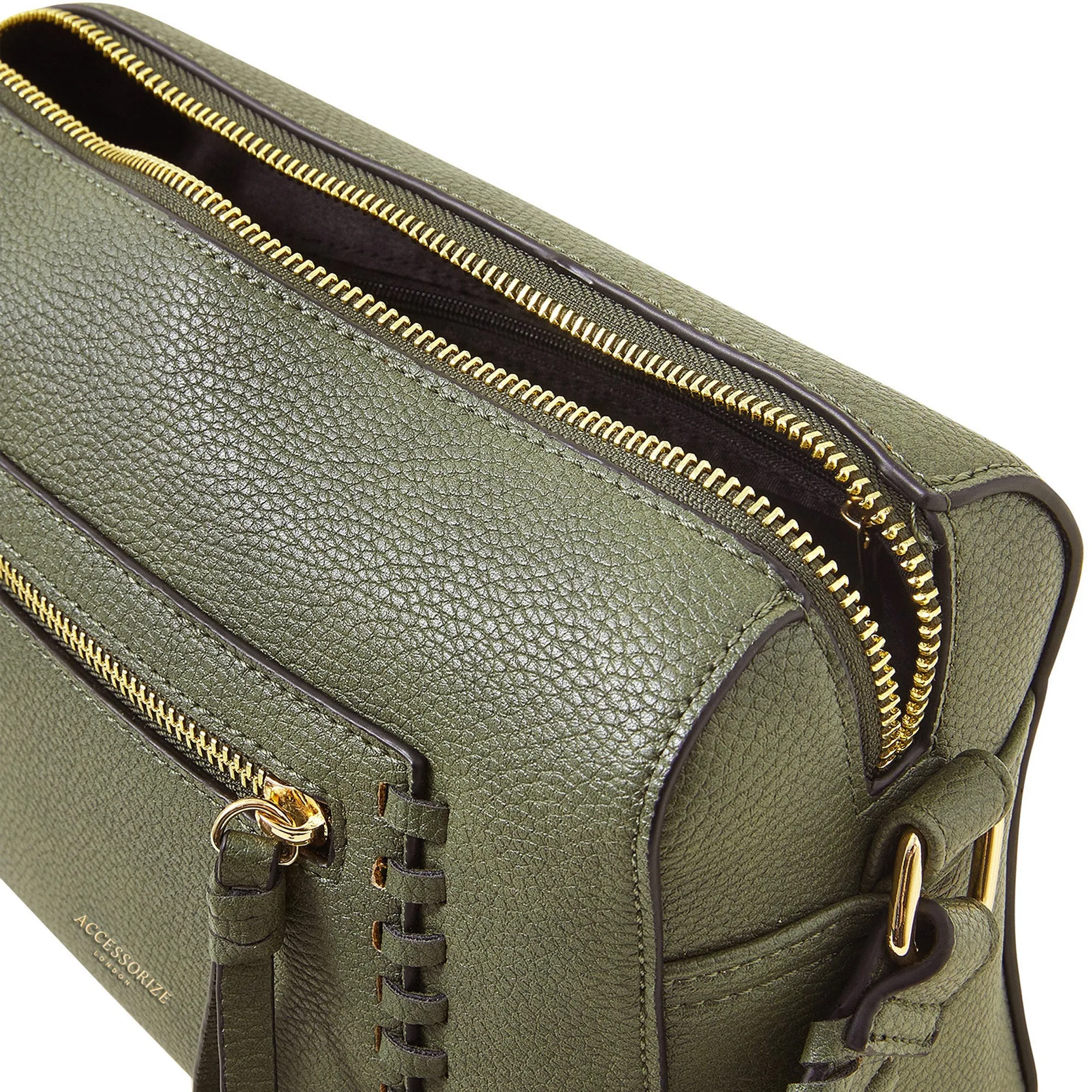 Accessorize London Women's Khaki Front Pocket Crossbody Bag