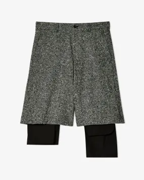 Black Comme des Garçons - Unisex Tweed Double-Layered Shorts - (Black/White)