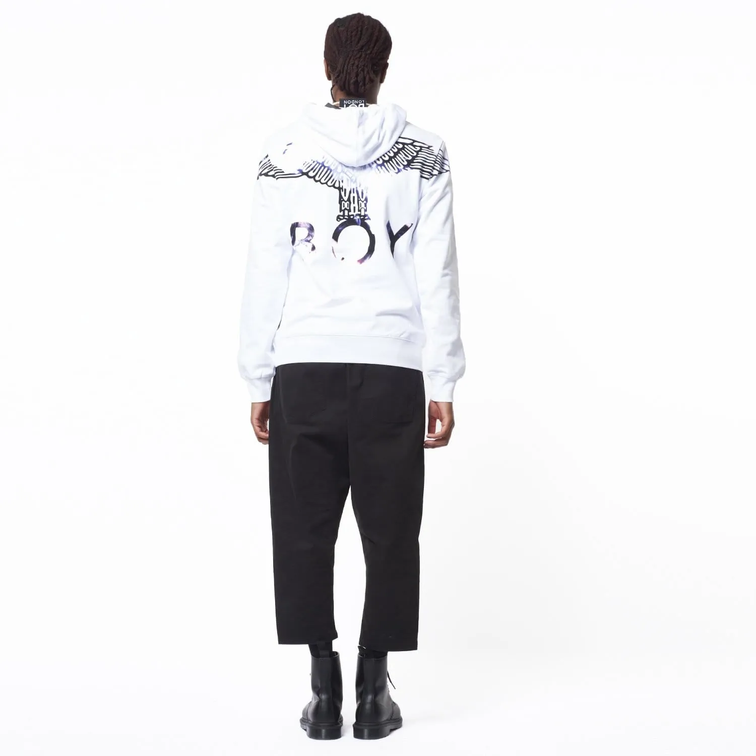 BOY EAGLE FLOCK HOODIE - WHITE