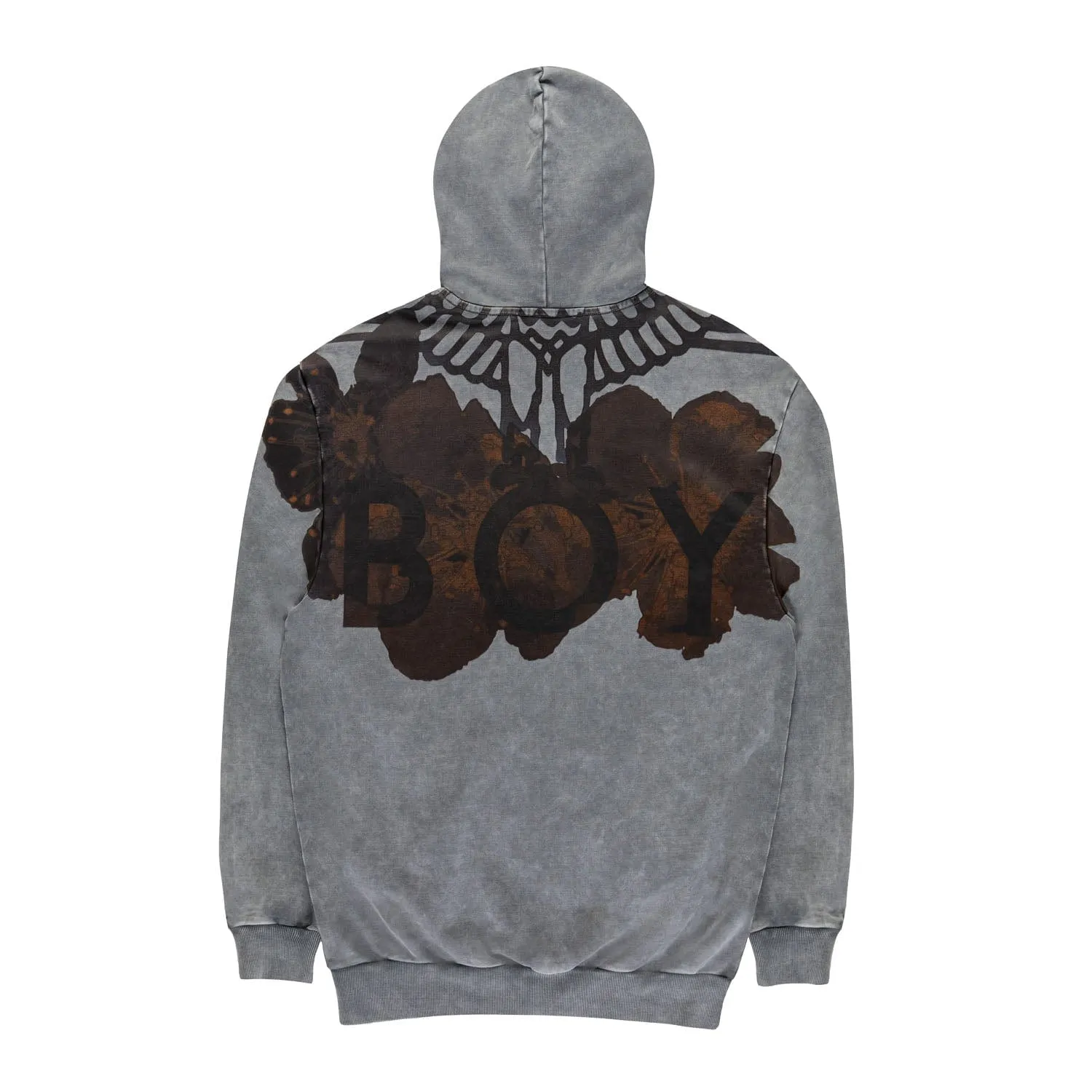 BOY FLORAL HOODIE - WASHED GREY