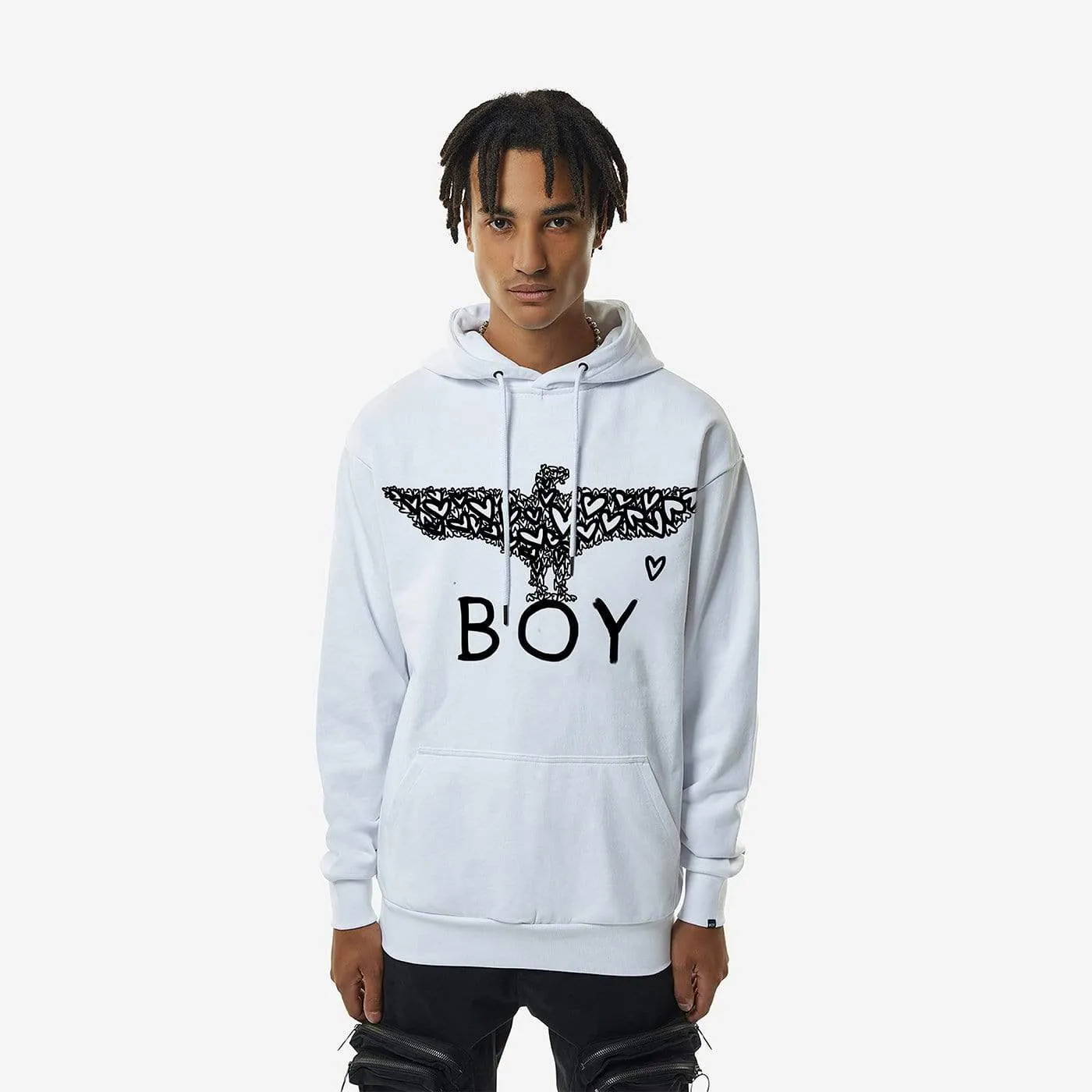 BOY HEARTS HOODIE - WHITE