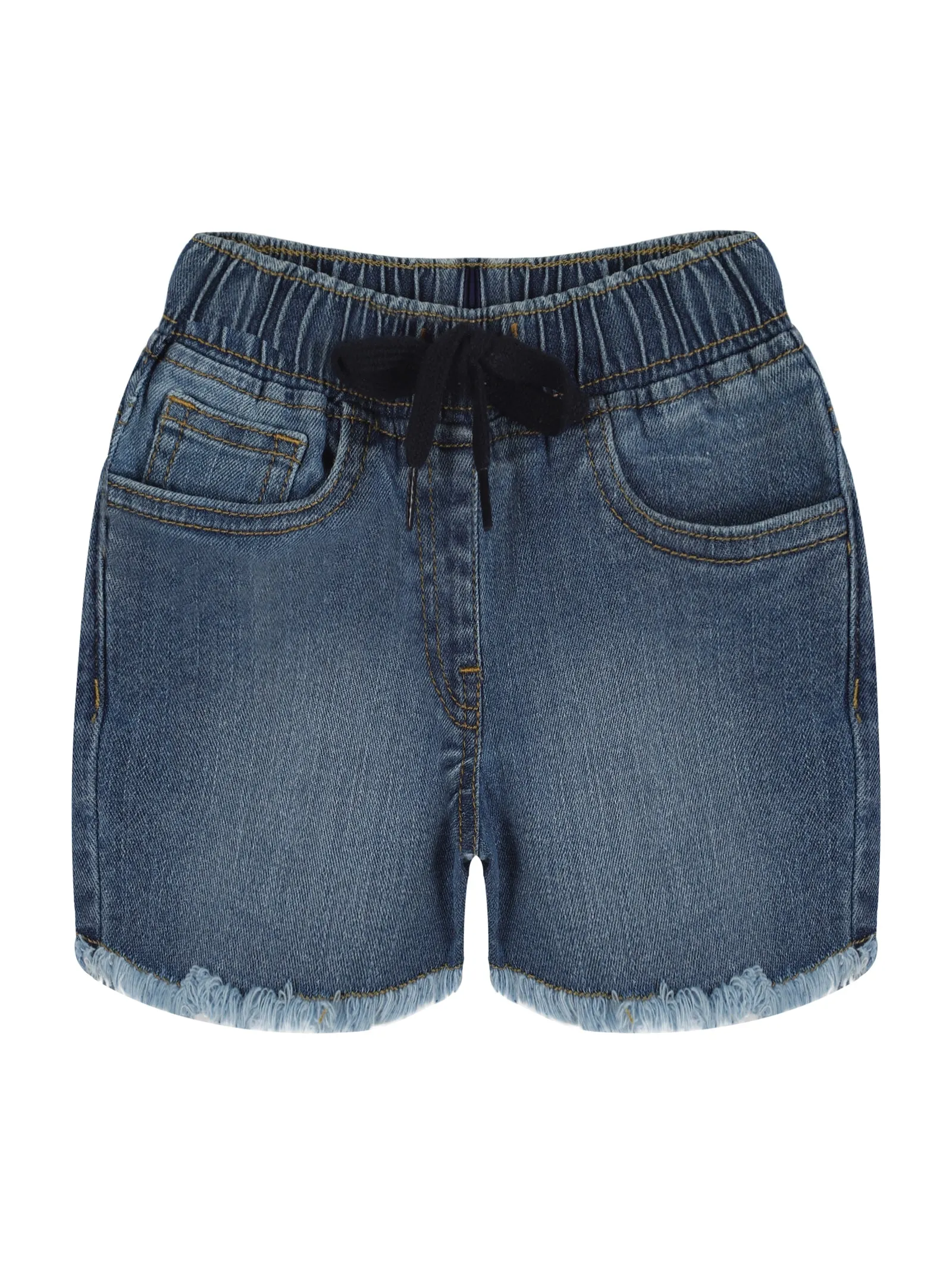 Girls Frill layered Sleeve Top & Denim Hot Shorts Set