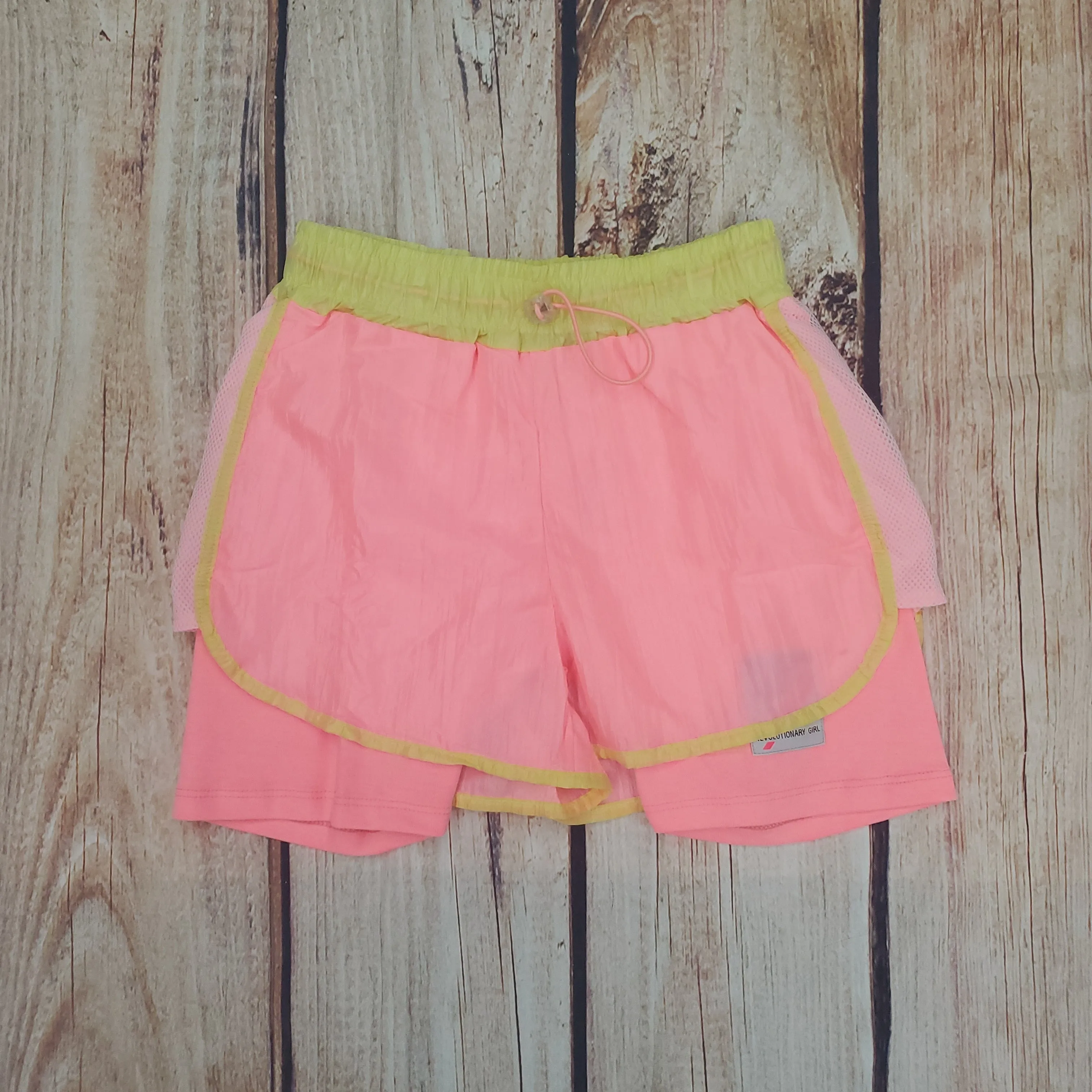 Gloss Neon Pink Double Layered Biker Short