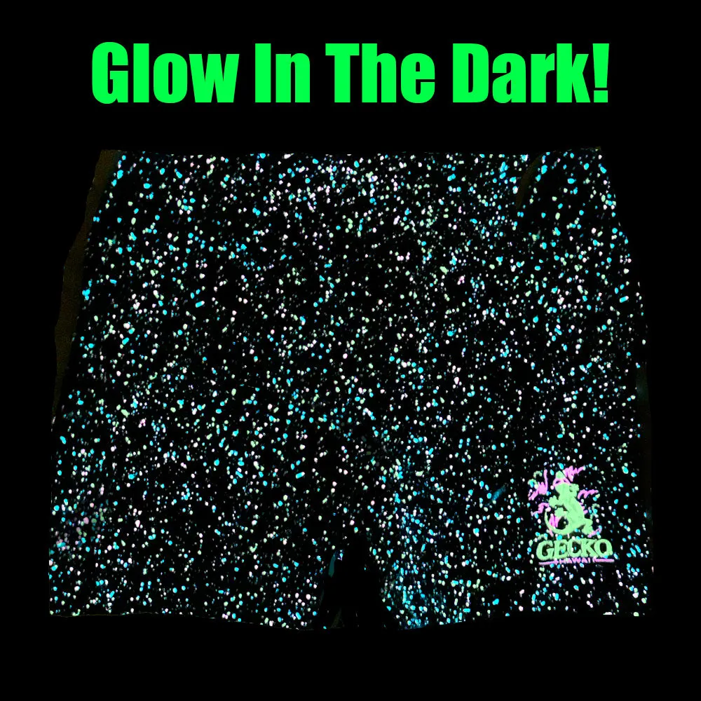 Glow In The Dark Hand Splattered Walk Shorts - Space Gecko