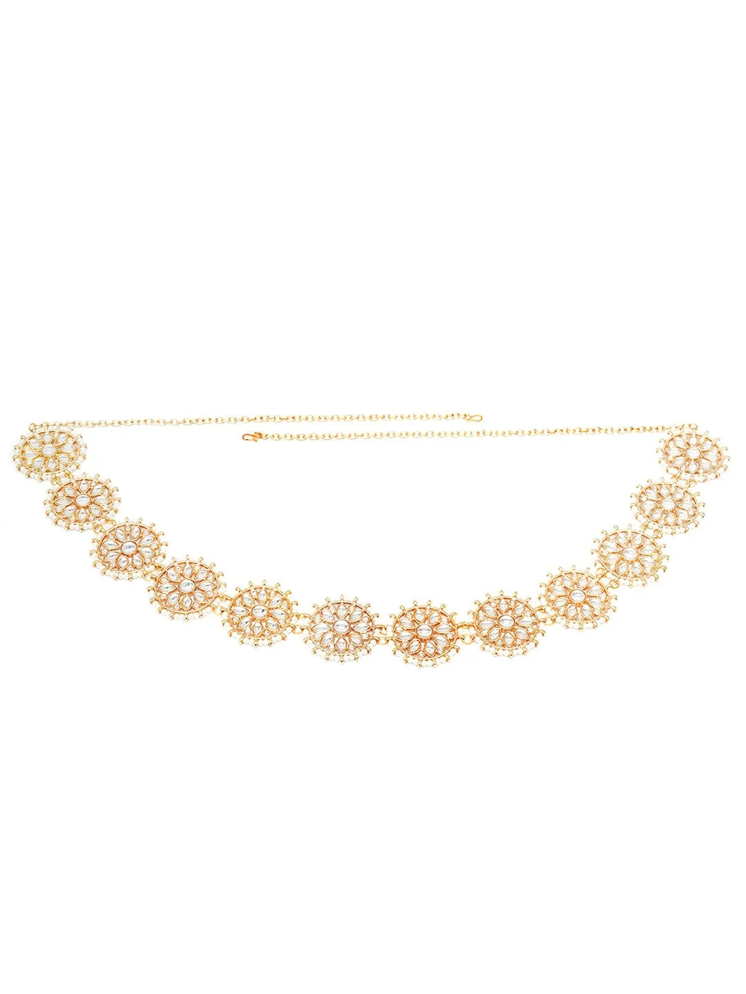 Gold Plated Floral Kundan Studded Kamarbandh for Women