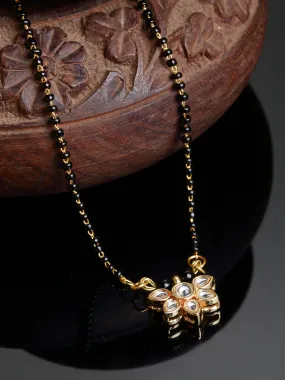 Gold Plated Tanmaniya Floral Kundan Mangalsutra