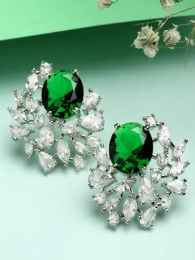 Green American Diamond Stud Earrings