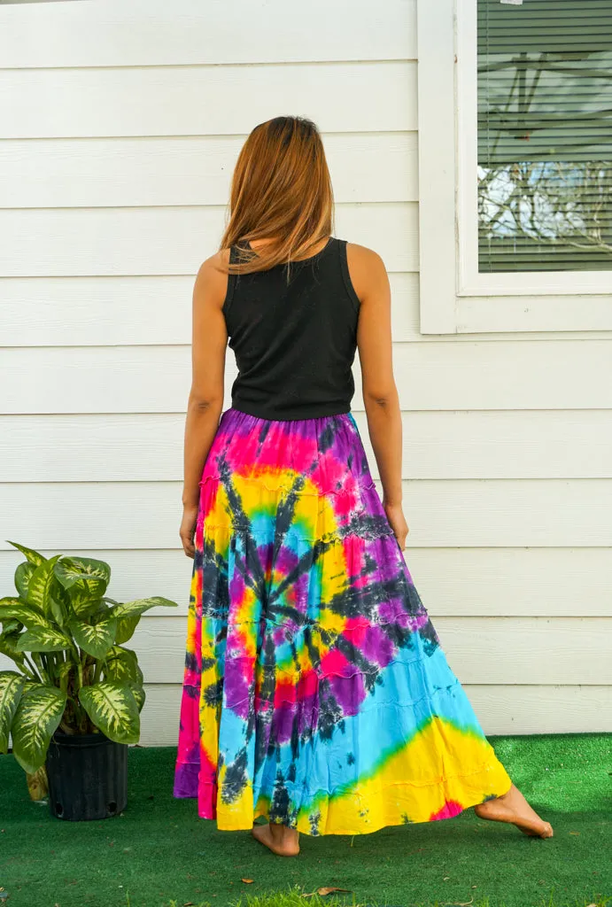 Hand Dyed Tiered Maxi Hippie Skirt