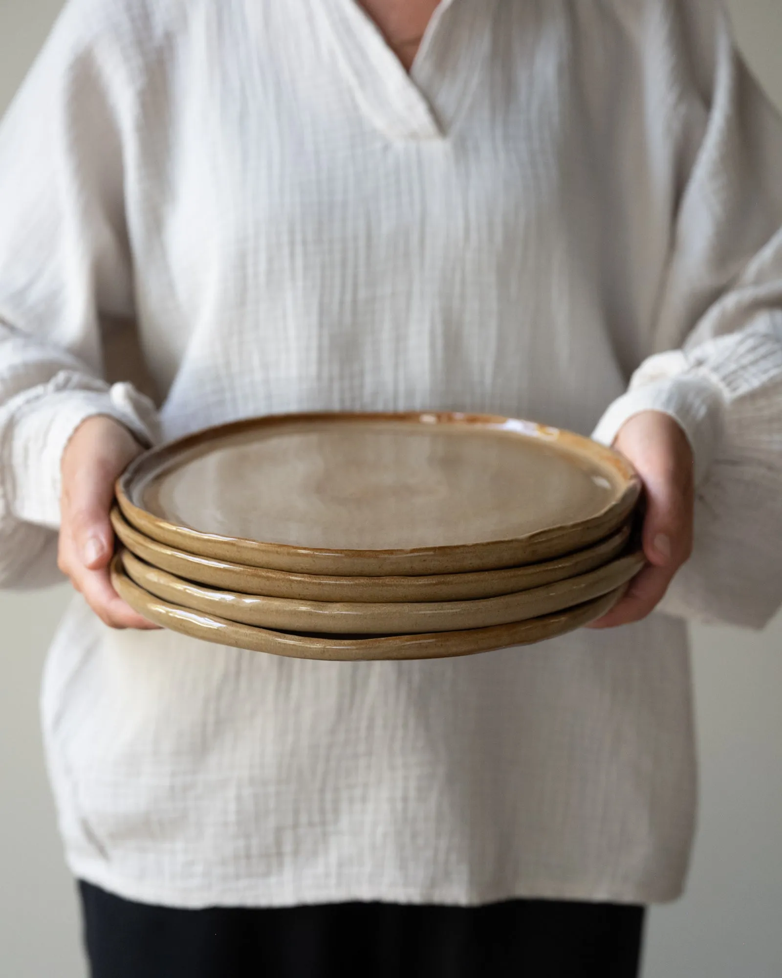 Handmade Dinner Plate Serpa Mustard