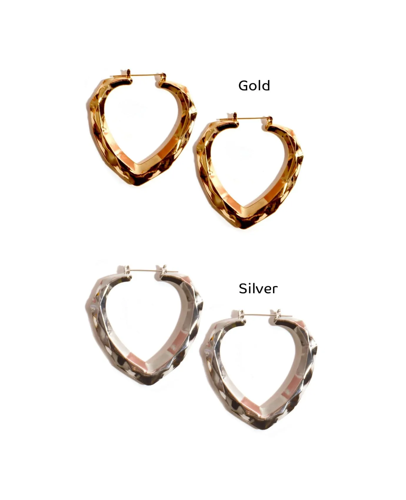 Heart Textured Hoop Earrings