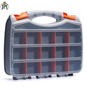 JPT Heavy Duty 12-Inch Double-Sided Tool Box Organizer with 30 Removable Customizable Plastic Dividers | Excellent for Hardware, Screws, Bolts, Nails, Beads, Jewelry, Fishing Accessories, and More