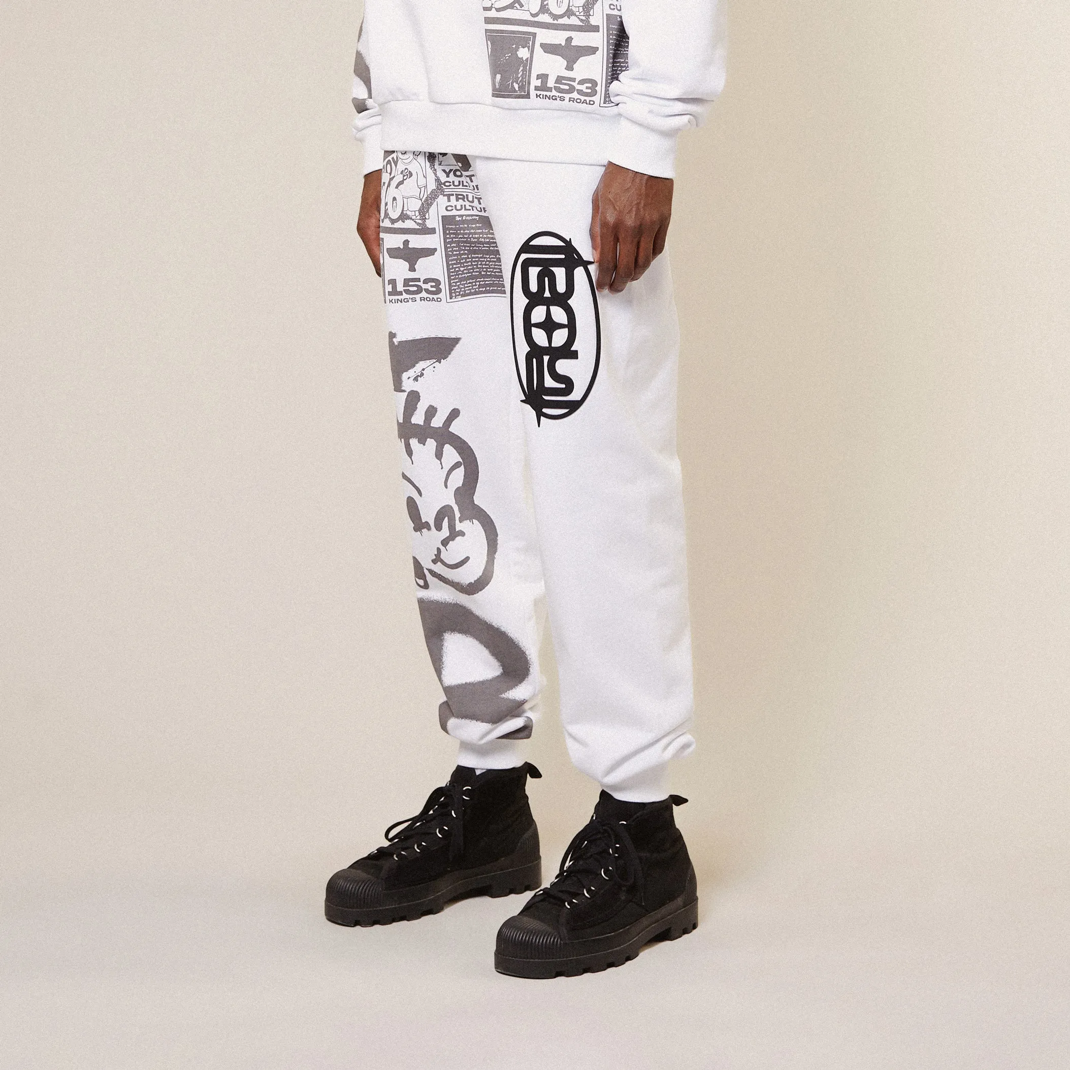 KINGS ROAD GRAFFITI JOGGERS - WHITE