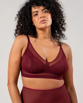 Mesh Support  Bralette Burgundy