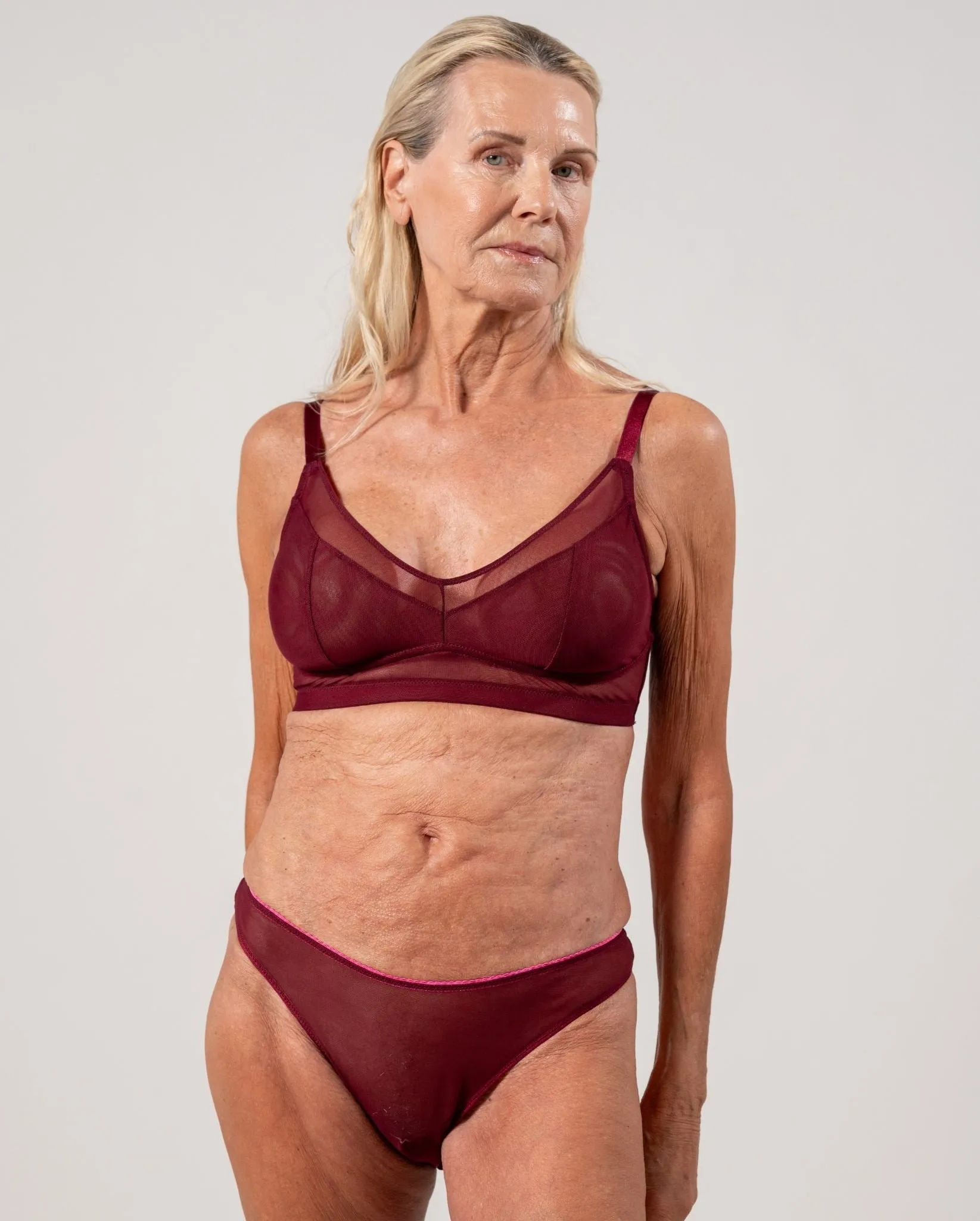 Mesh Support  Bralette Burgundy