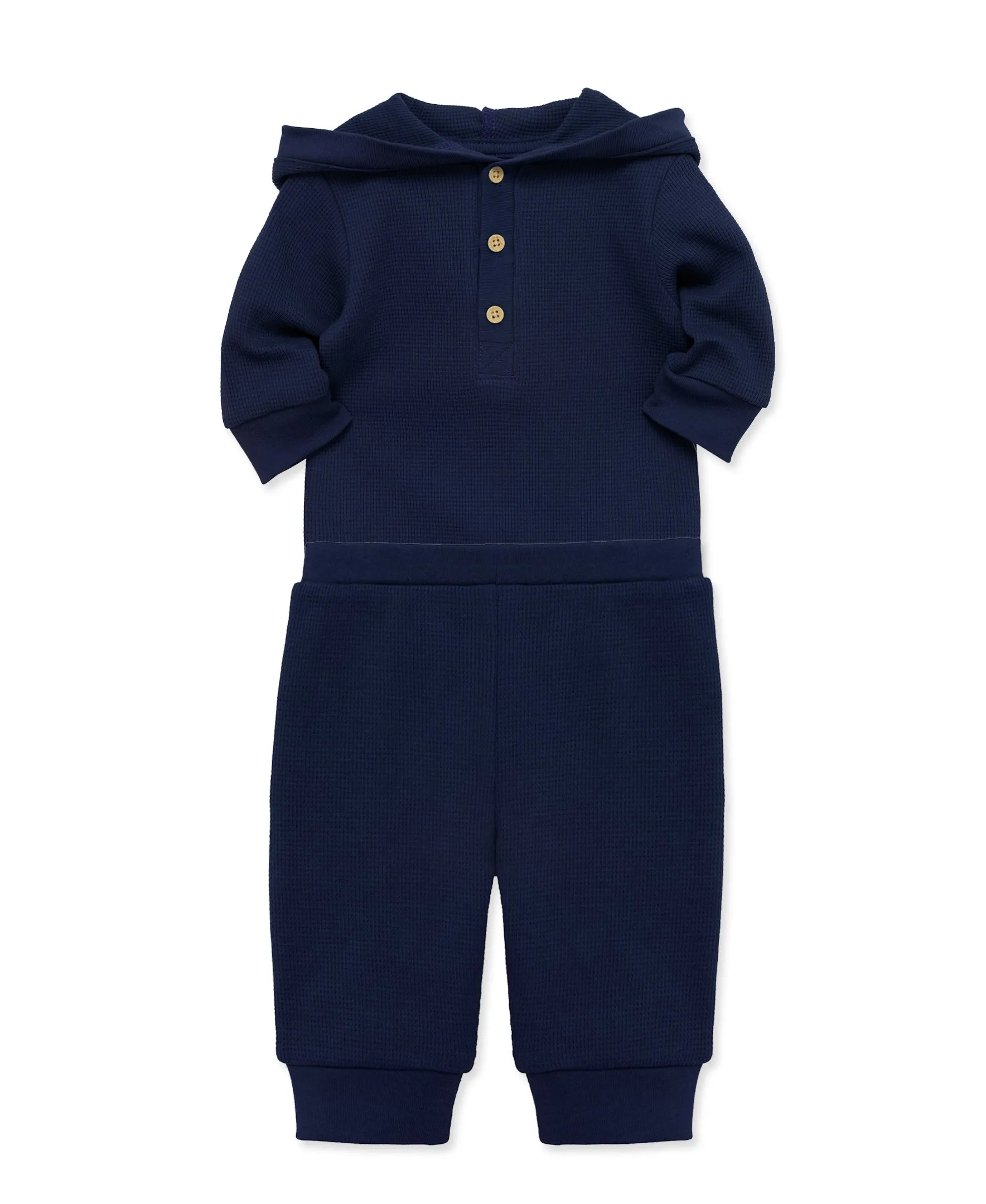 Navy Waffle Knit Bodysuit & Pant Set