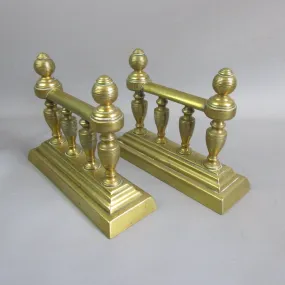 Pair Of Cast Brass Classical Style Fire Dog Andirons Victorian c1880.