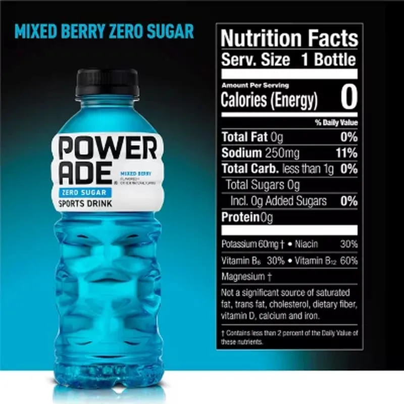 Powerade Zero Sports Drink Variety Pack (20 Fl. Oz., 24 Pk.)