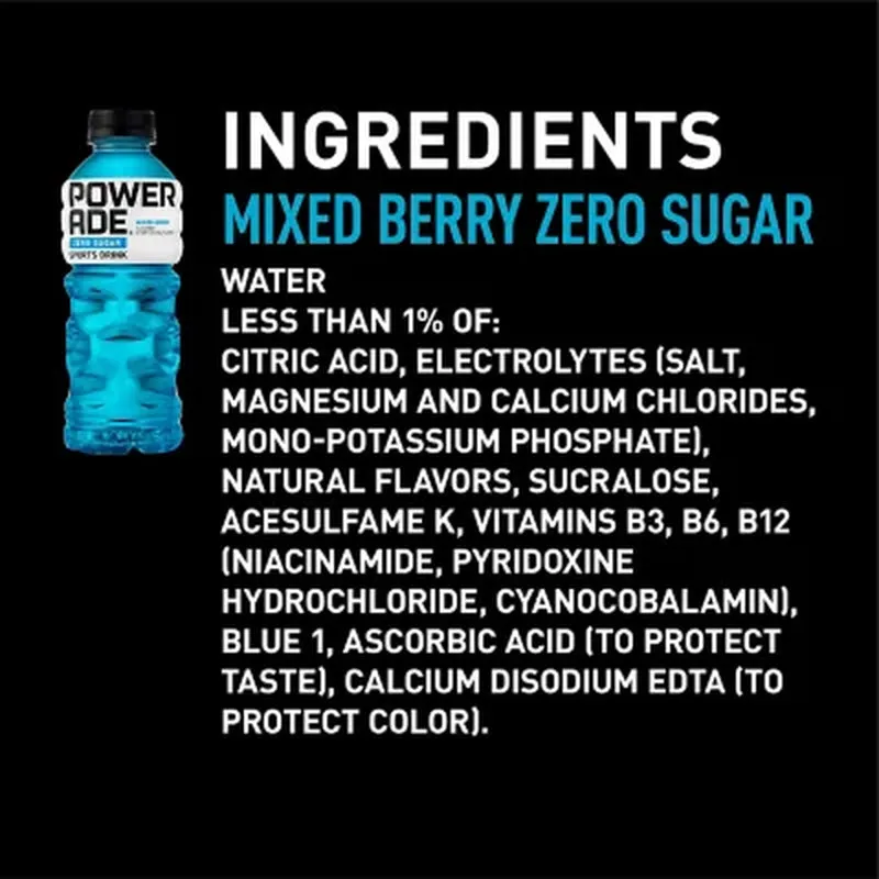 Powerade Zero Sports Drink Variety Pack (20 Fl. Oz., 24 Pk.)