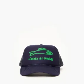 "Liberez les Sardines" Trucker Hat (Navy with Green)