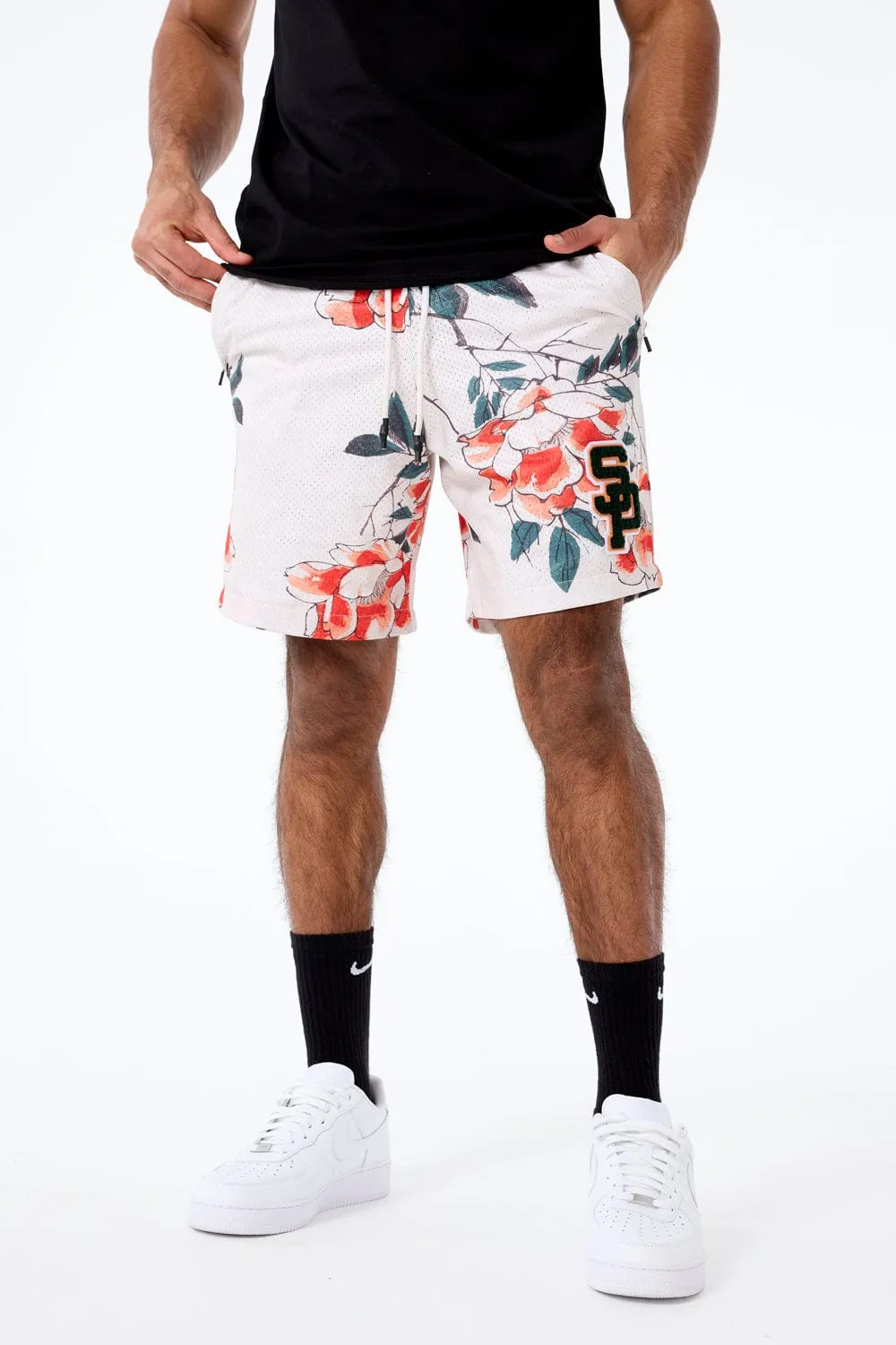 Retro - Cherry Blossom Mesh Shorts (Stone)