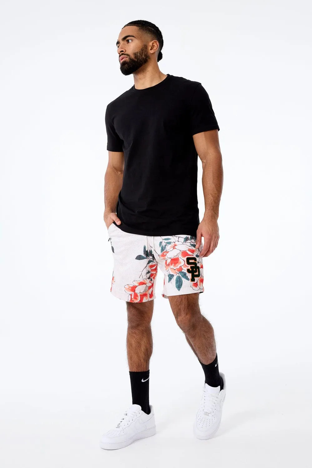 Retro - Cherry Blossom Mesh Shorts (Stone)