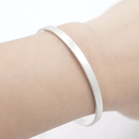 Square band cuff Bracelet (3mm/5mm) - Silver