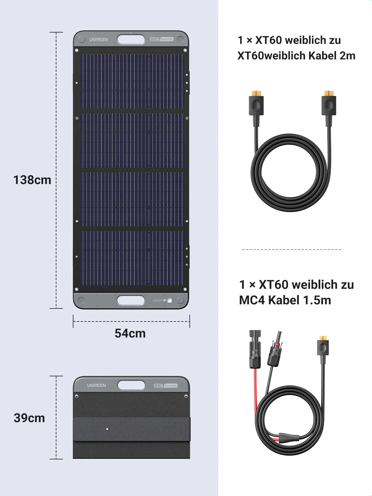 UGREEN Solar Panel Foldable Solar Panel for Portable Power Station (100 W)