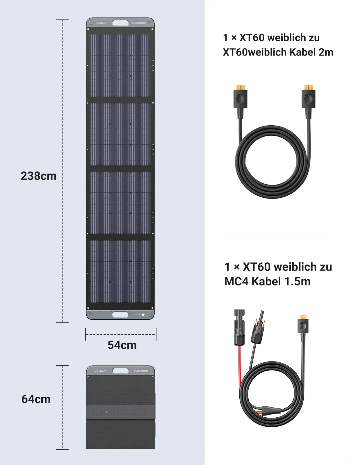 UGREEN Solar Panel Foldable Solar Panel for Portable Power Station (200 W)