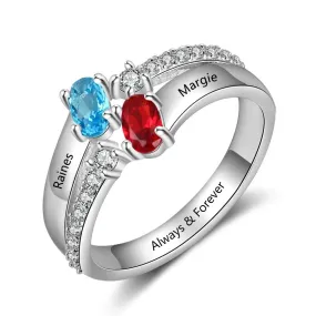 Zirconia Customized Oval Birthstone Ring