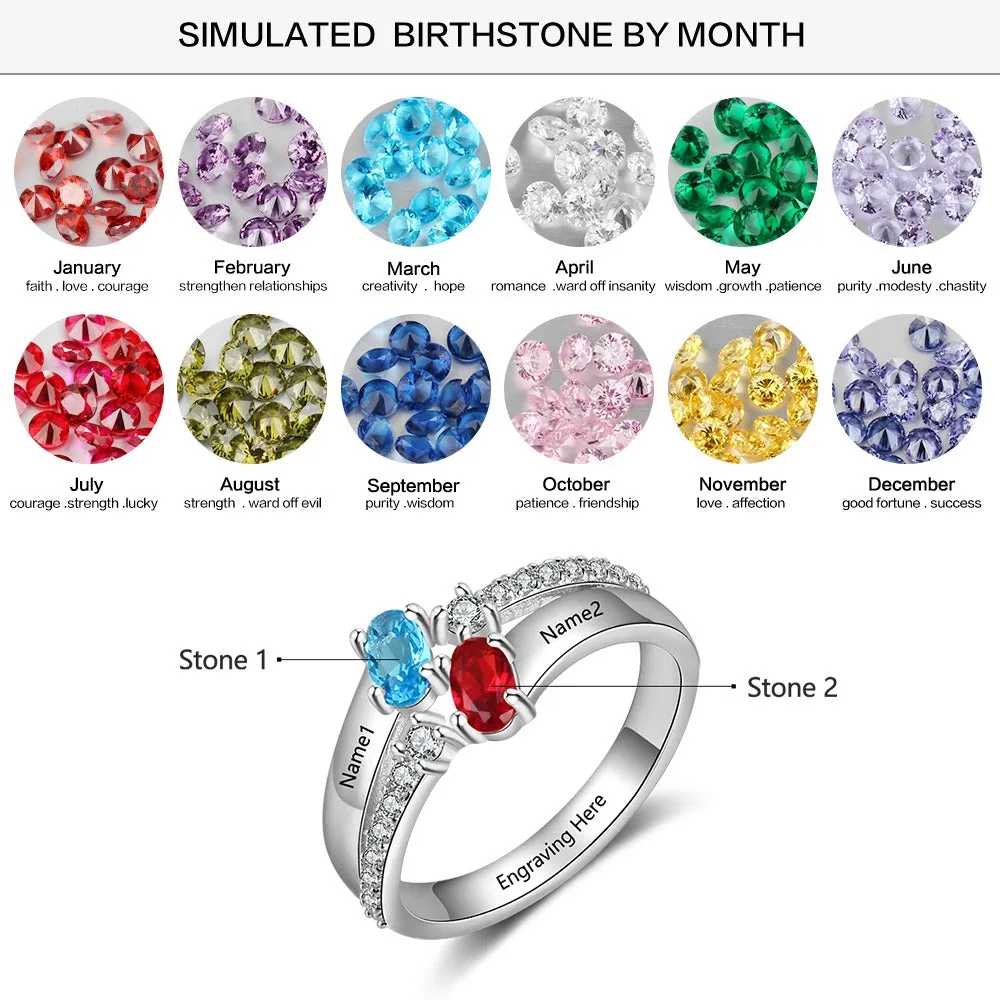 Zirconia Customized Oval Birthstone Ring