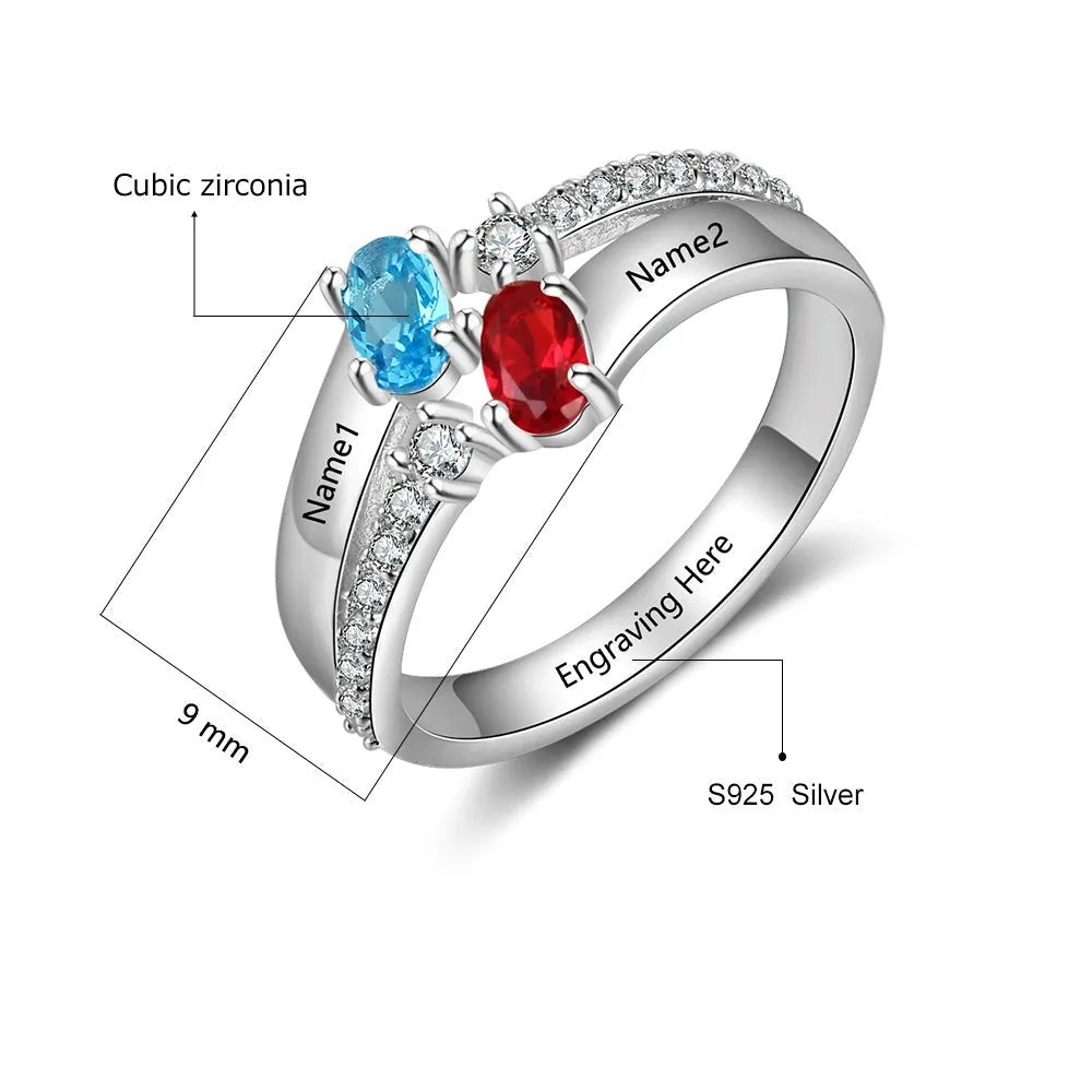 Zirconia Customized Oval Birthstone Ring